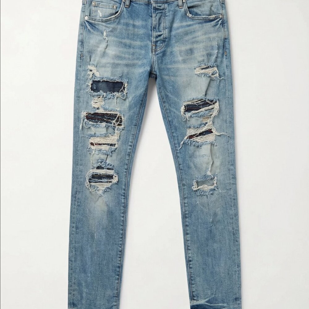 AMIRI Distressed Skinny Jeans Light Blue Wash Size 36 - Picture 2 of 5